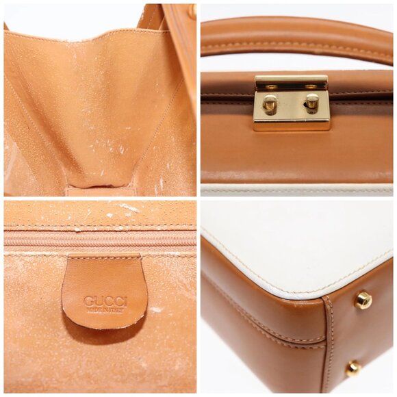 GUCCI Hand Bag Leather 2way White Gold - Picture 11 of 14